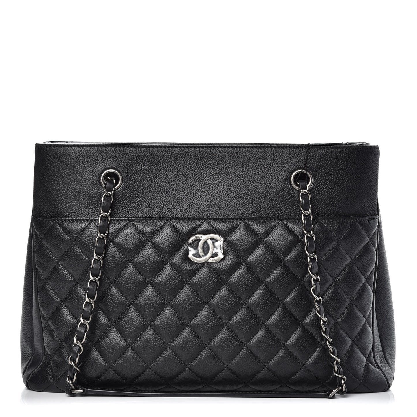 Caviar Quilted Urban Companion Shopping Tote Black