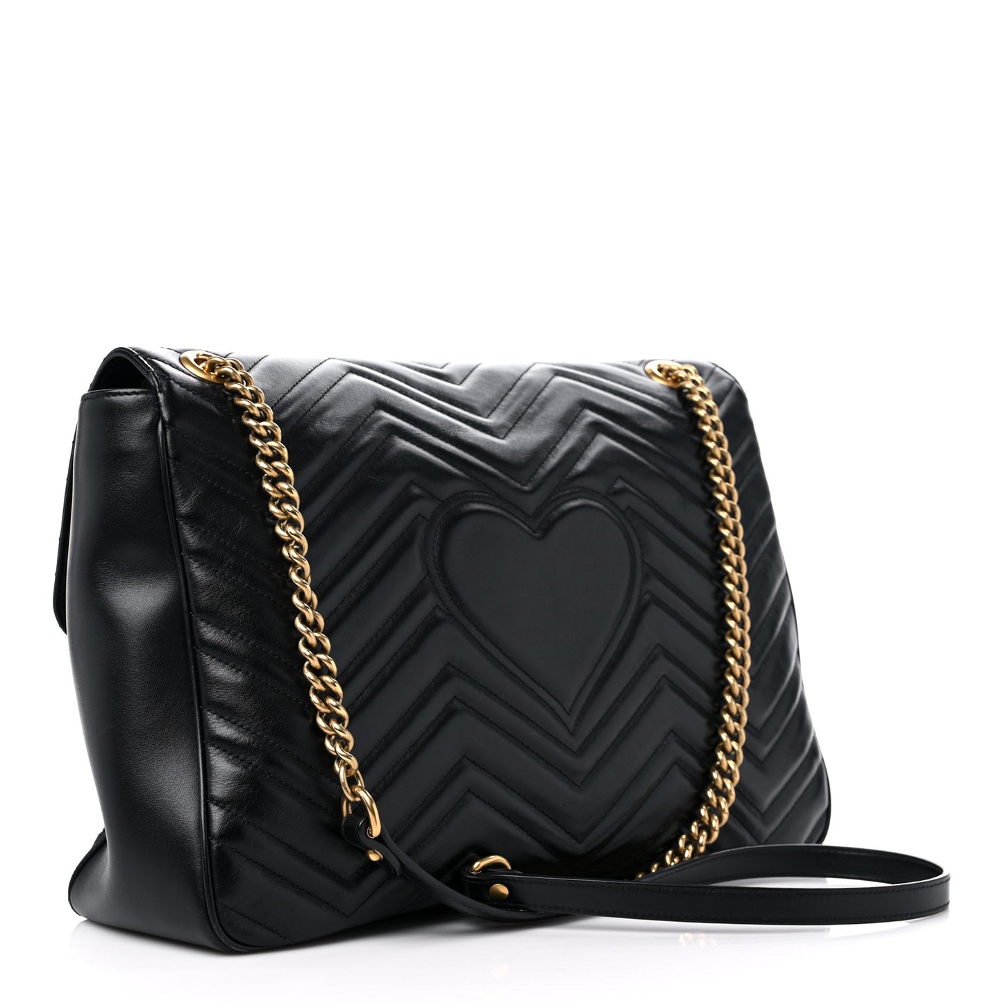 Calfskin Matelasse Large GG Marmont Shoulder Bag Black