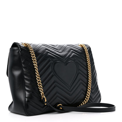 Gucci Calfskin Matelasse Large GG Marmont Shoulder Bag Black 3 of 16