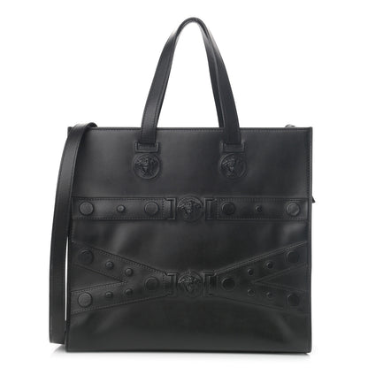 Versace Calfskin Medusa Stud Tribute Tote Black 1 of 12