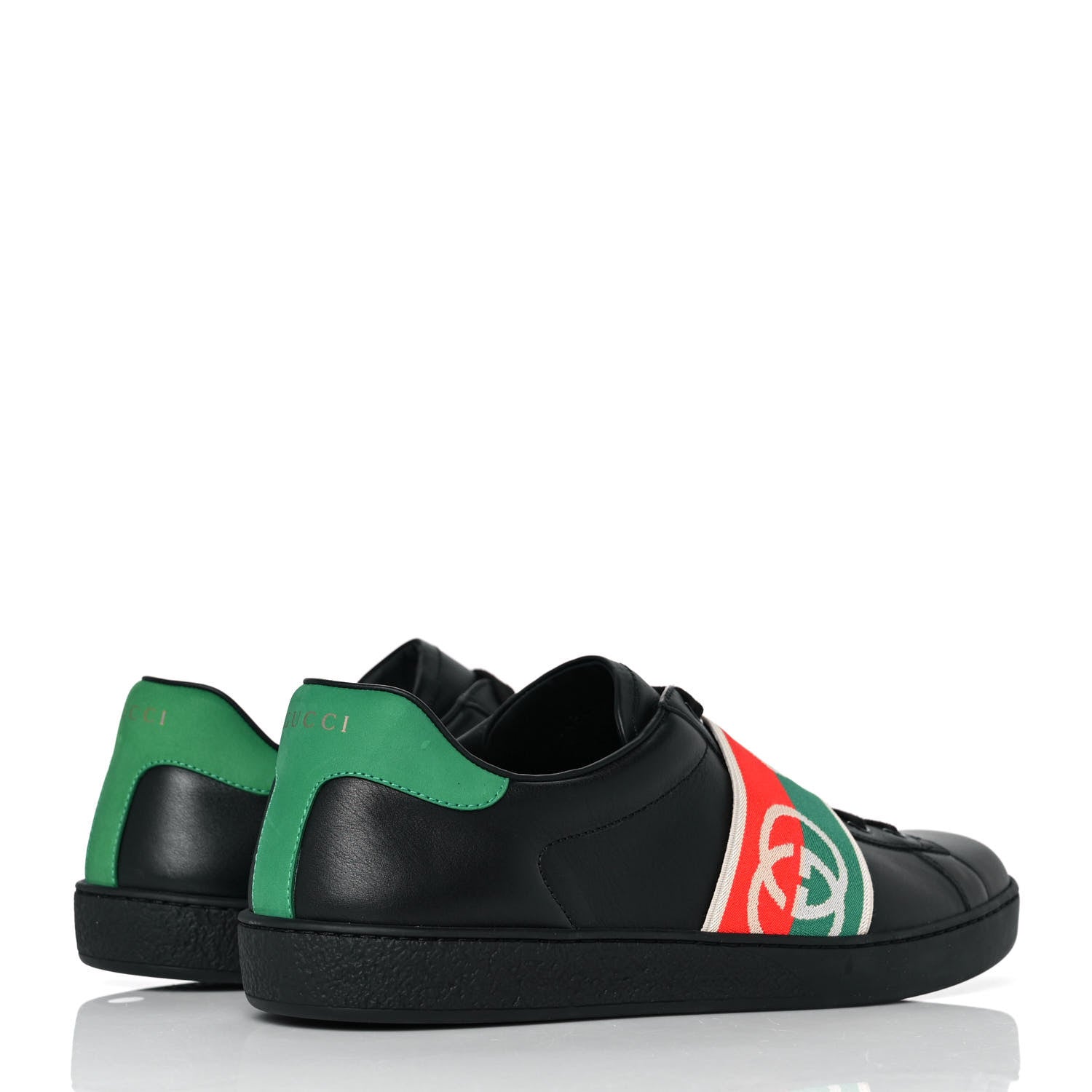 Gucci Calfskin Web Interlocking G Mens Ace Sneakers 10 Black 4 of 11