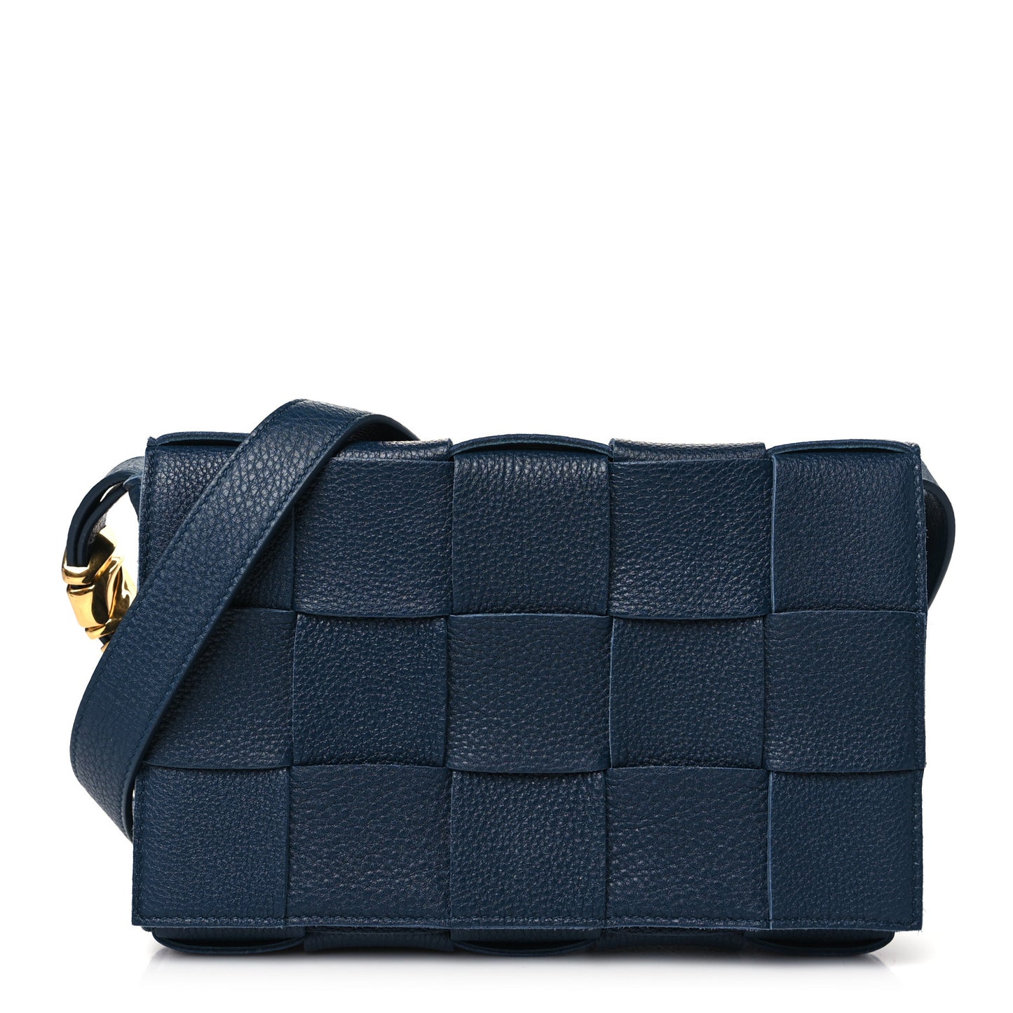 Grained Calfskin Maxi Intrecciato Cassette Crossbody Bag Deep Blue