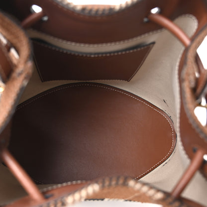 Burberry Knitted Check Calfskin TB Small Drawstring Bucket Bag Dark Birch Brown 5 of 9