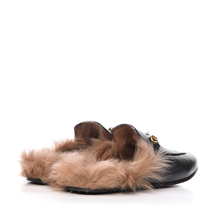 Gucci Calfskin Fur Womens Princetown Slippers 37 Black 4 of 13