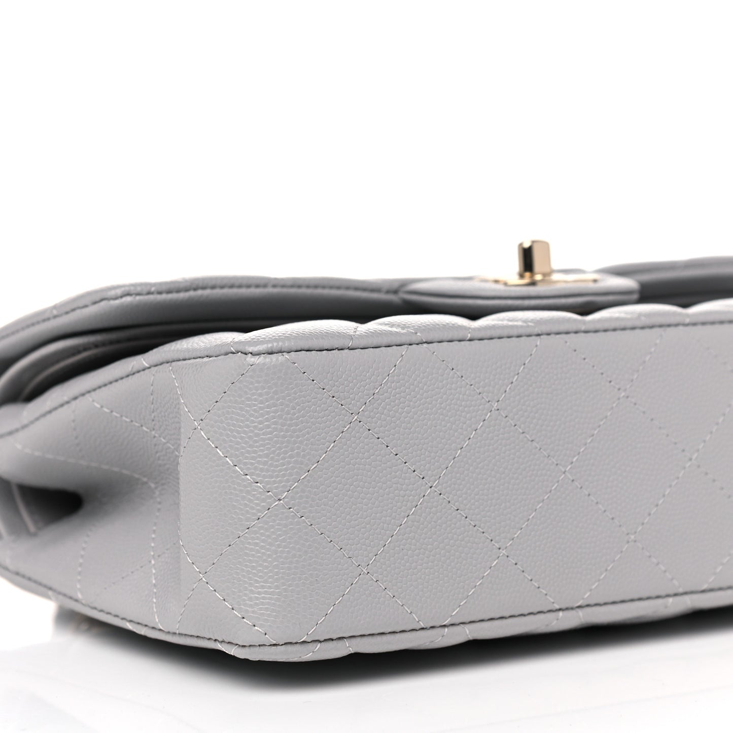 Caviar Quilted Small Double Flap Grey