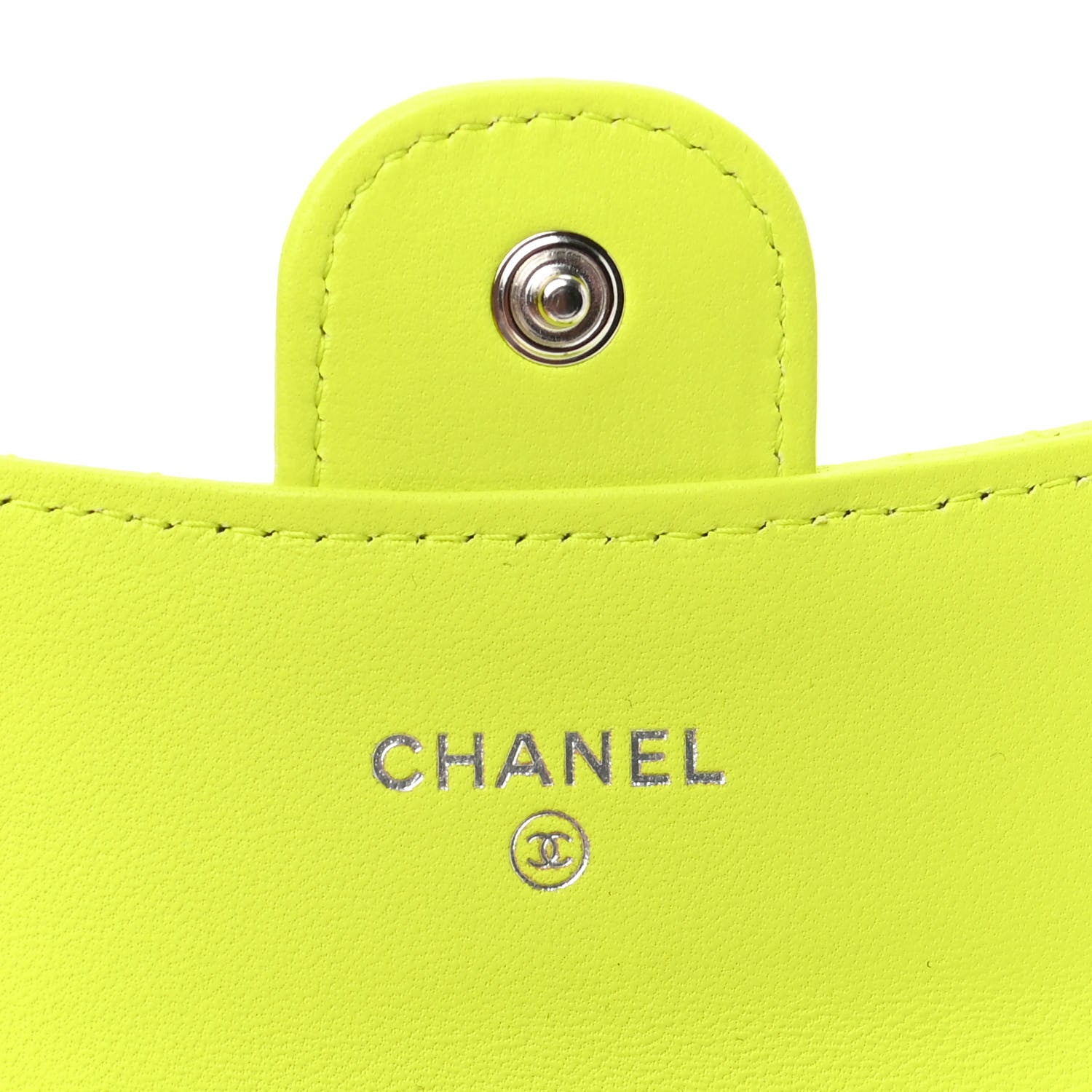 Chanel Lambskin Quilted Flap Card Holder Wallet Yellow 6 of 8