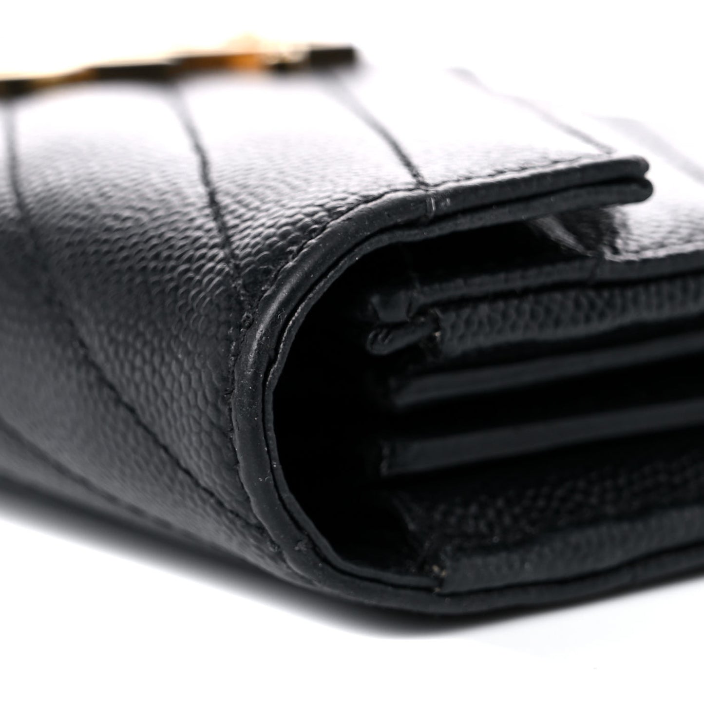 Grain De Poudre Matelasse Chevron Monogram Flap Wallet Black