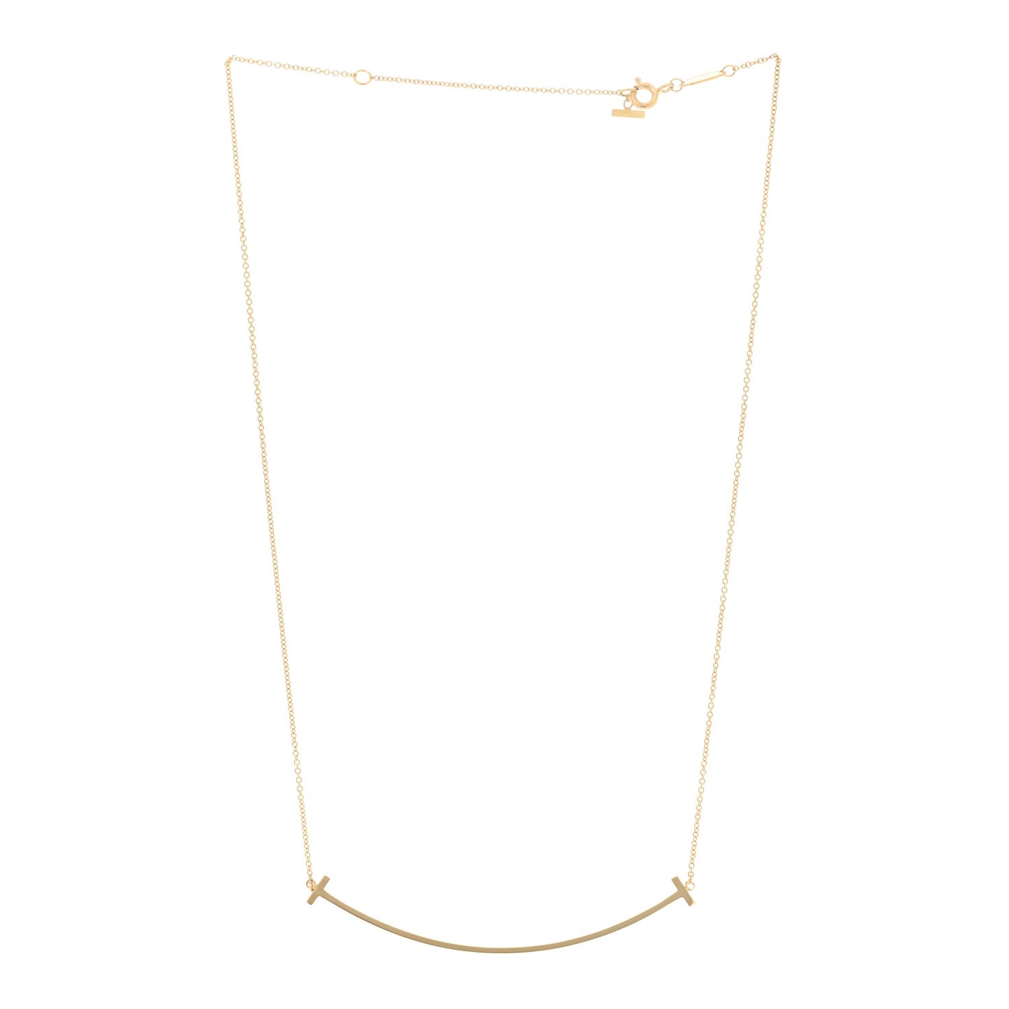 18K Yellow Gold Large T Smile Pendant Necklace