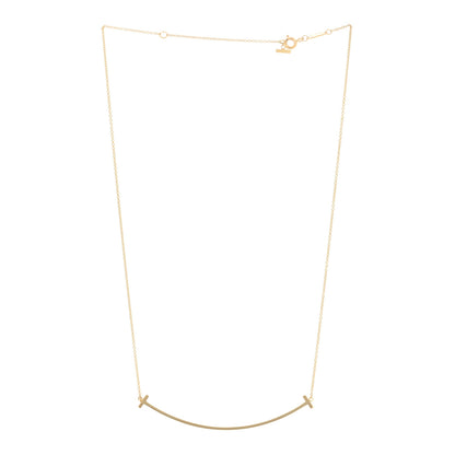 Tiffany 18K Yellow Gold Large T Smile Pendant Necklace 2 of 3