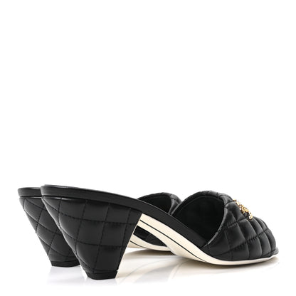Chanel Lambskin Quilted Textured CC Mules 39 Black 5 of 10