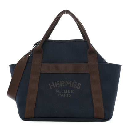 Hermes Canvas The Grooming Bag Bleu Navy Feu 3 of 12