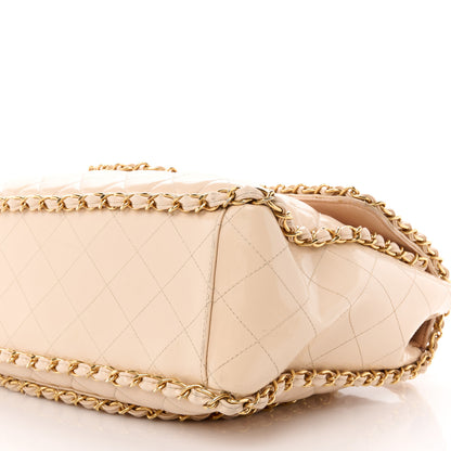 Chanel Patent Quilted Jumbo XL Chain Around Flap Beige 13 of 17