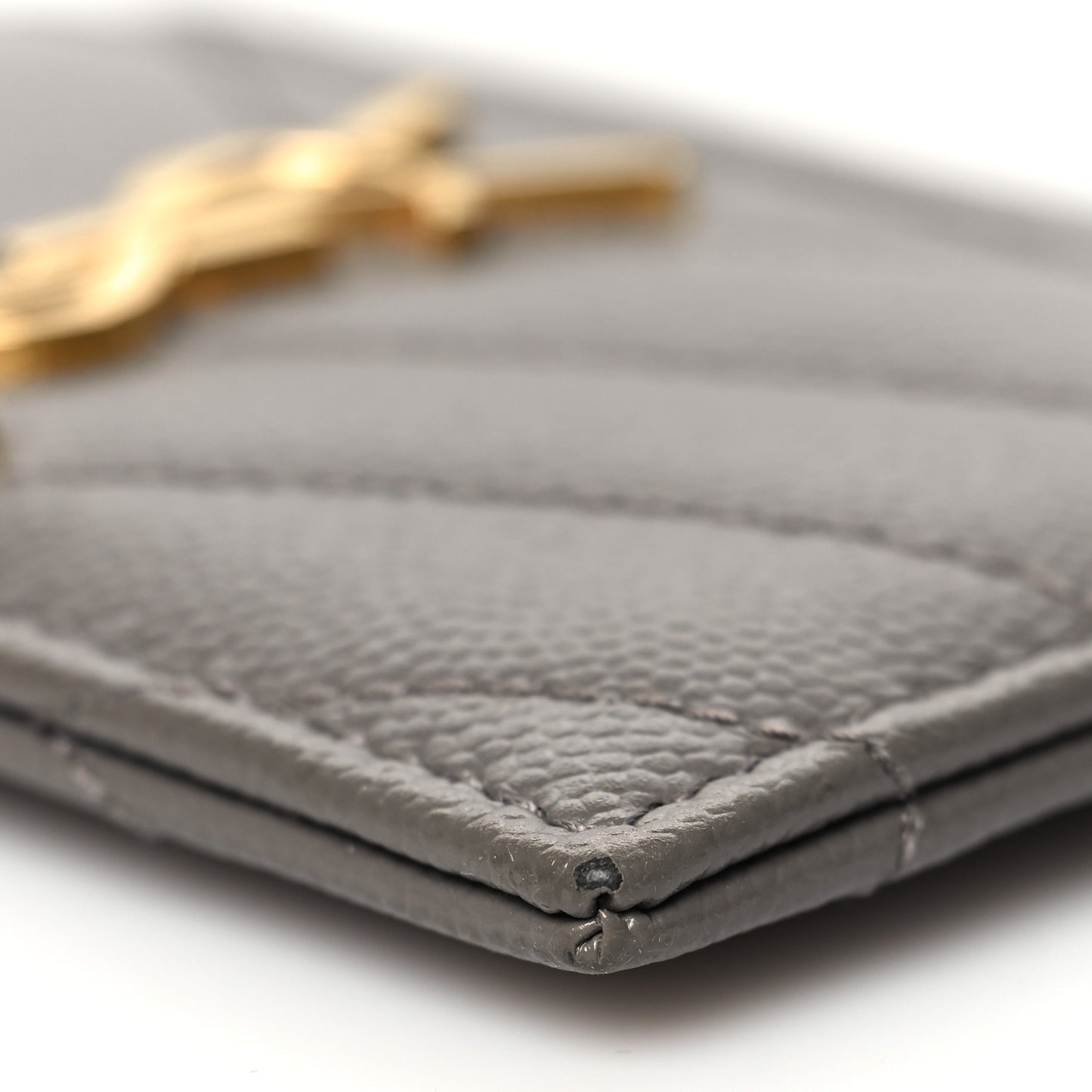 Grain De Poudre Matelasse Chevron Monogram Credit Card Case Fog