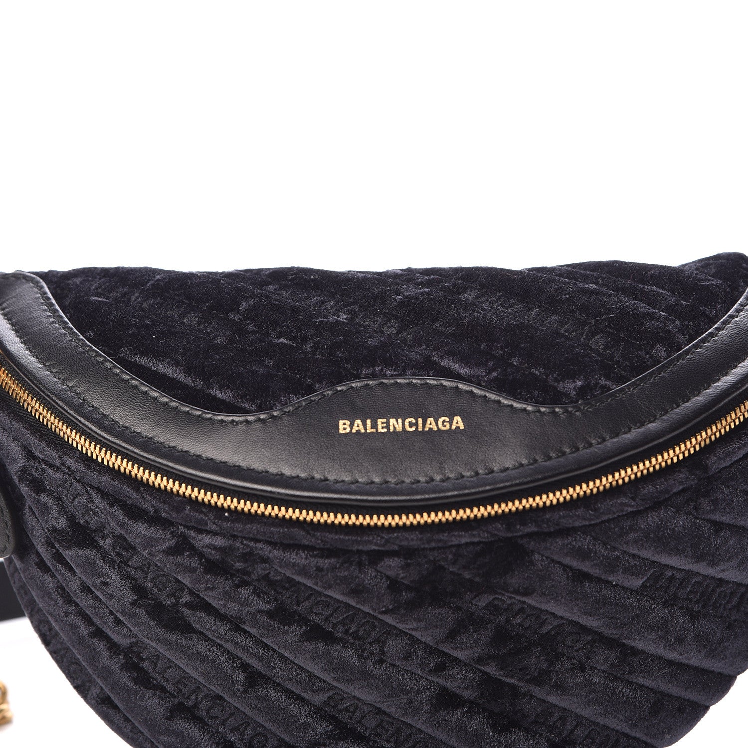 Balenciaga Crushed Velvet Logo Embossed XXS Souvenir Belt Bag Black 10 of 10