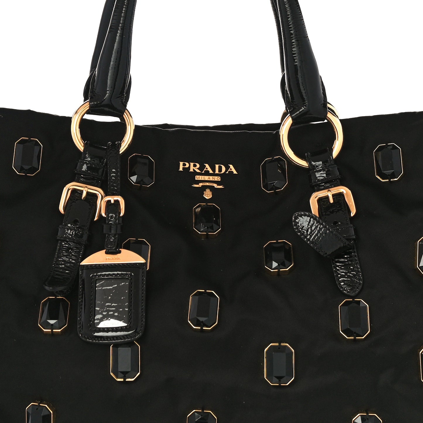 Tessuto Nylon Pietre Jeweled Tote Black