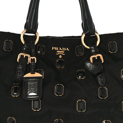 Prada Tessuto Nylon Pietre Jeweled Tote Black 6 of 9