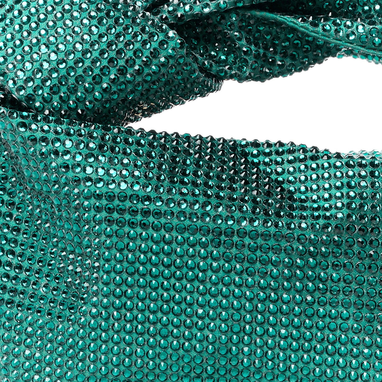 Crystal Embellished Satin Mini Hotfix Jodie Emerald