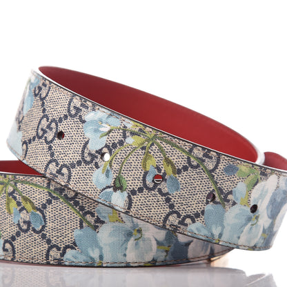 Gucci GG Plus Monogram Blooms Plaque Belt 75 30 Blue 5 of 6