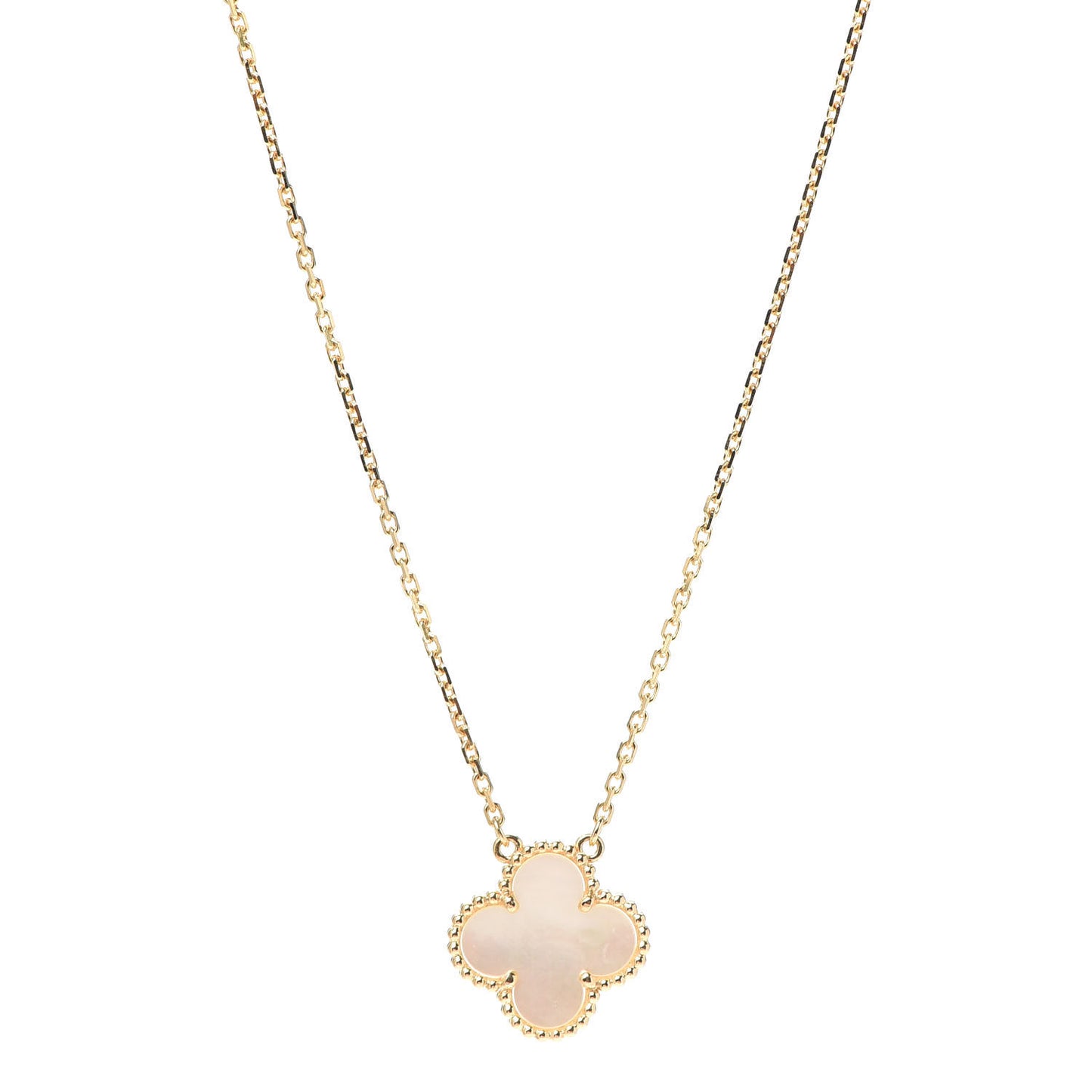 18K Yellow Gold Mother of Pearl Vintage Alhambra Pendant Necklace