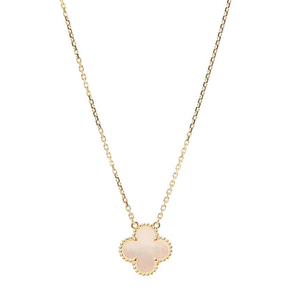 Van Cleef & Arpels 18K Yellow Gold Mother of Pearl Vintage Alhambra Pendant Necklace 1 of 7