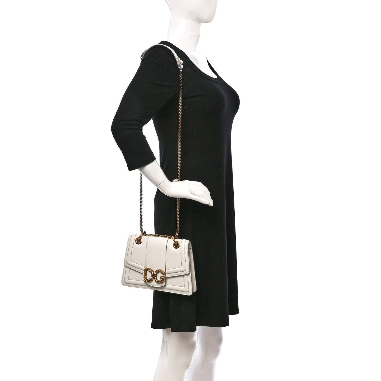 Smooth Calfskin Small DG Amore Envelope Bag White