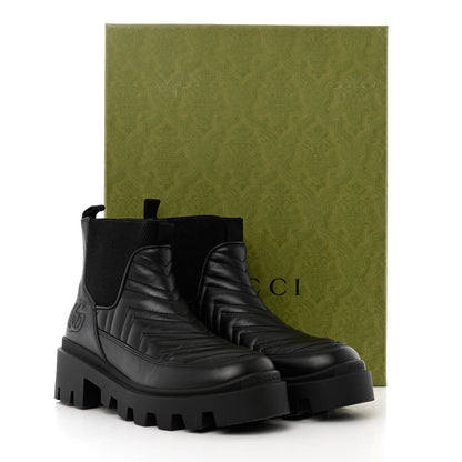 Gucci Calfskin Nappa Matelasse Frances Chelsea Boots 36.5 Black 7 of 7