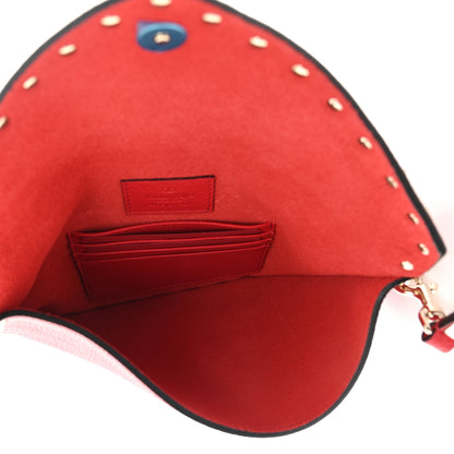 Valentino Garavani Pebbled Calfskin Medium Rockstud Envelope Flat Wristlet Pouch Rouge Pur 5 of 6
