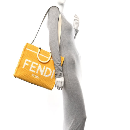 Fendi Crochet Vitello King Logo Plexiglass Medium Fendi Sunshine Shopper Tote Mimosa Panna 2 of 10