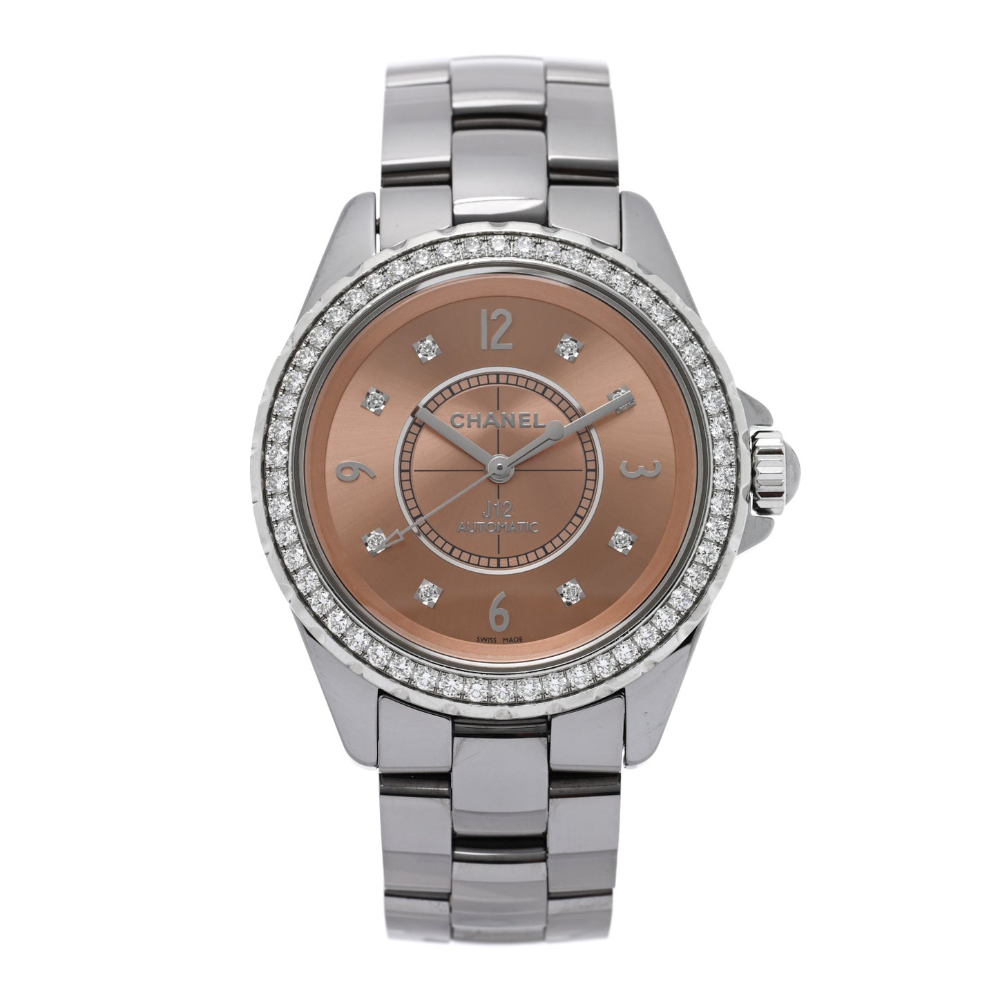 Titanium Ceramic Diamond Bezel 38mm J12 Automatic Watch Pink