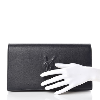 Saint Laurent Calfskin Monogram Large Belle De Jour Clutch Navy 2 of 10