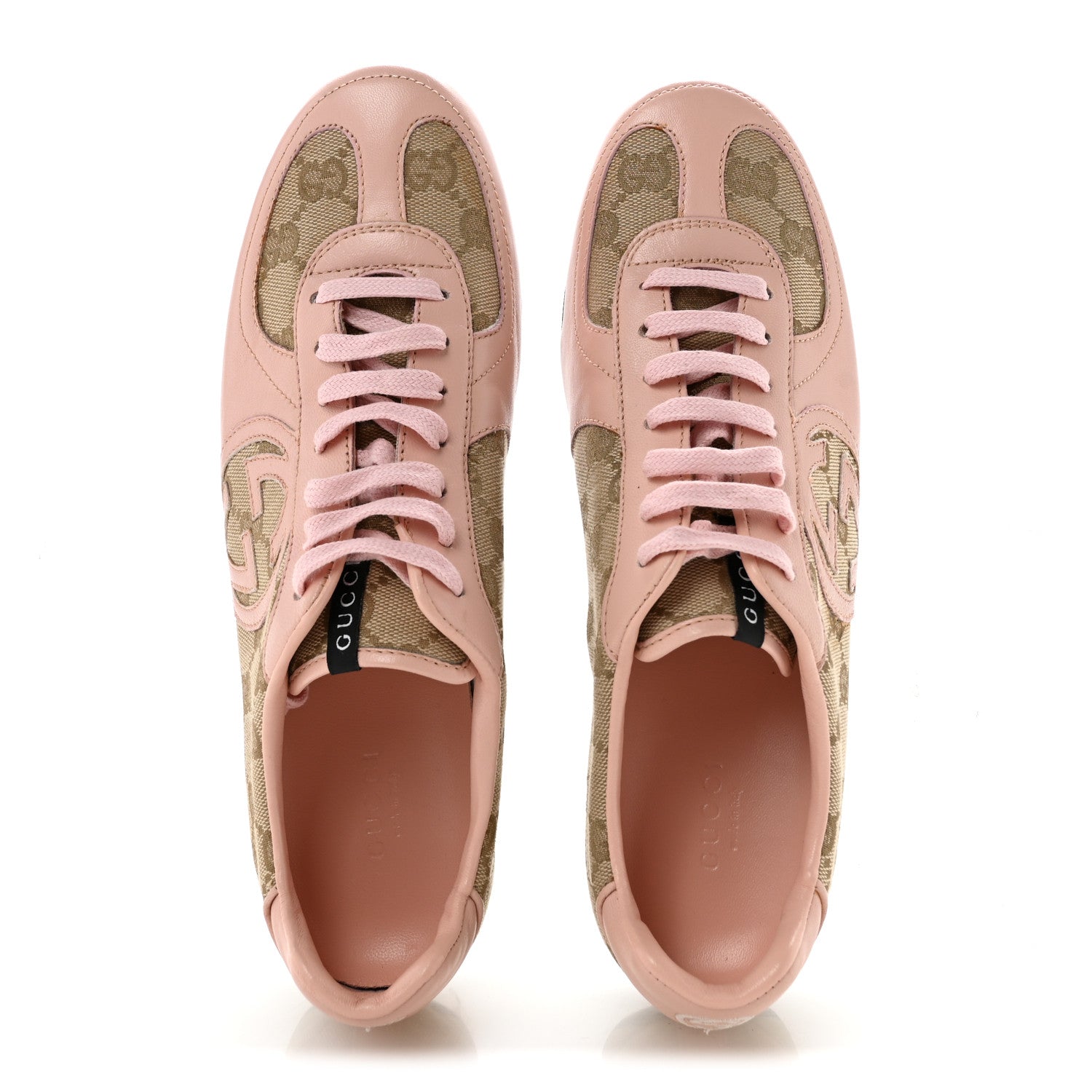 Gucci Monogram Nappa Interlocking G Sneakers 37.5 New Sand Rose Dragea 2 of 12