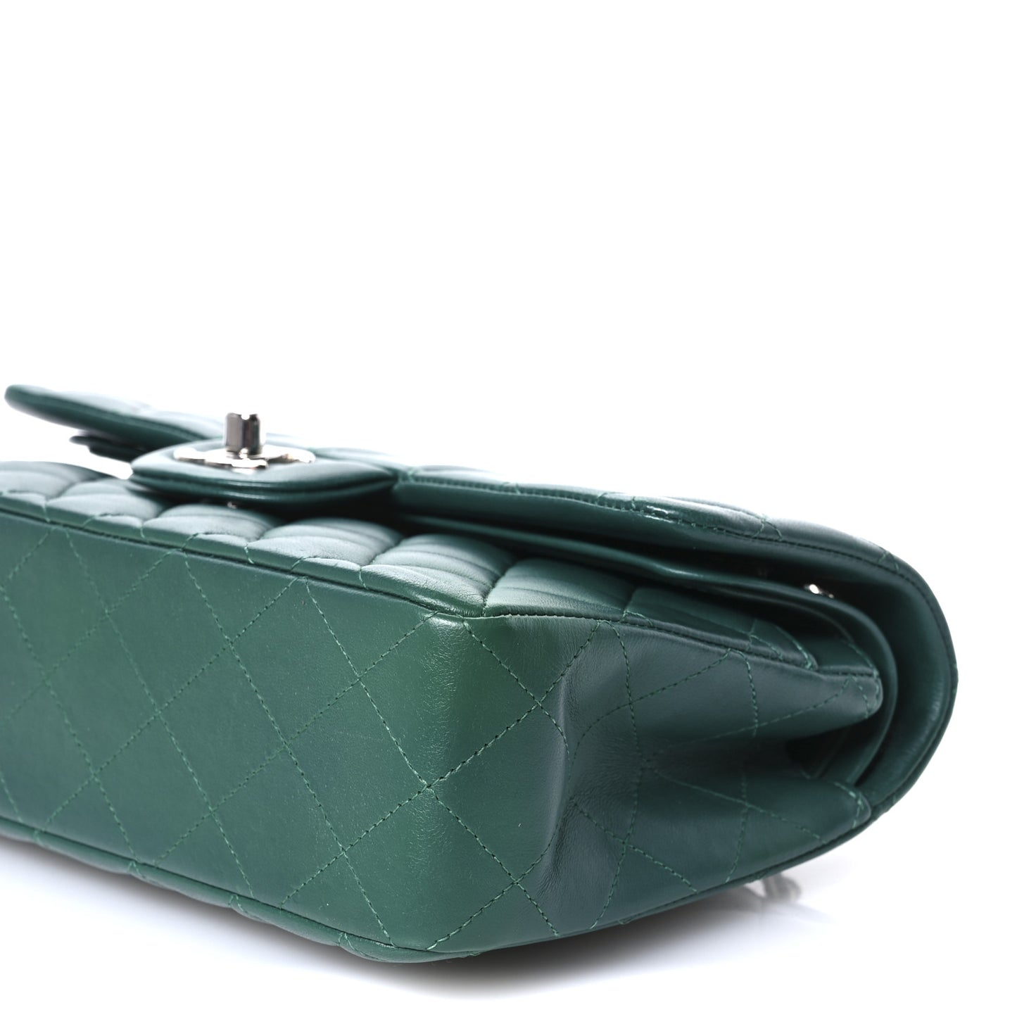 Lambskin Quilted Small Double Flap Green