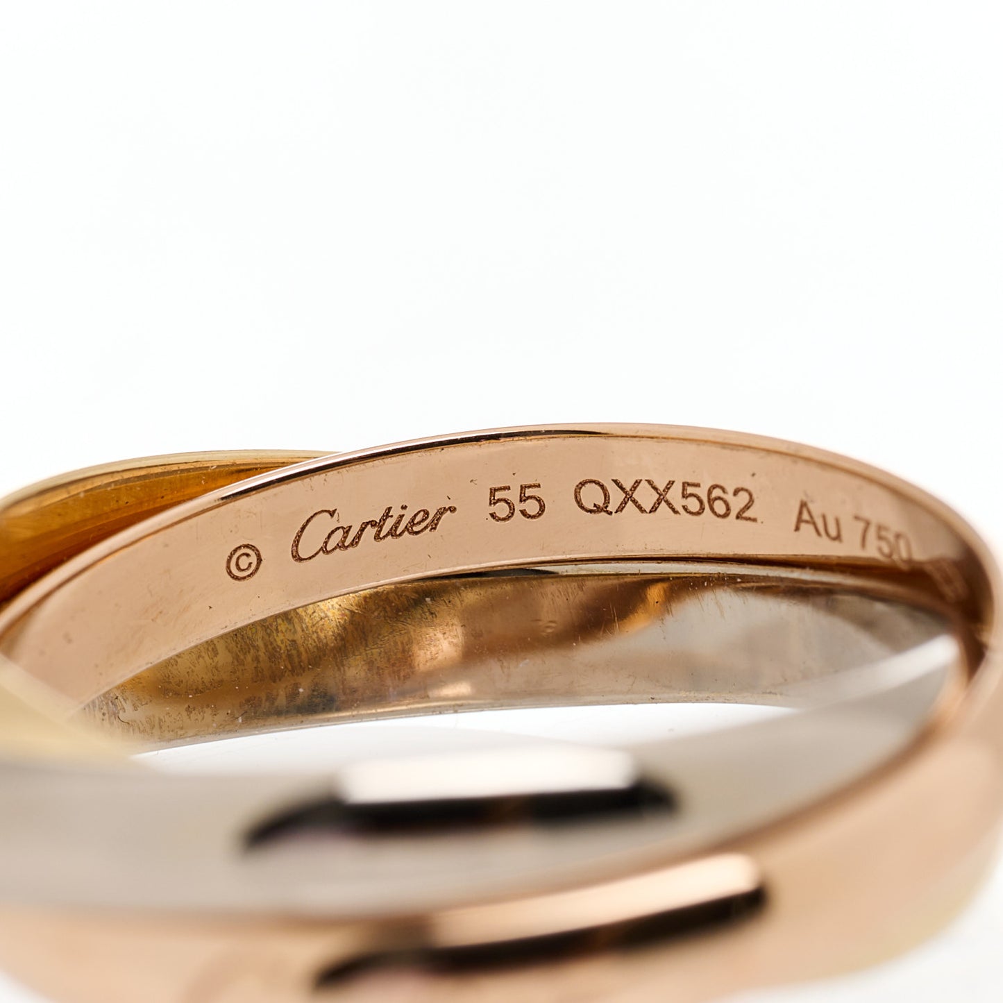 18K Pink Yellow White Gold Small Trinity Ring 55 7.25