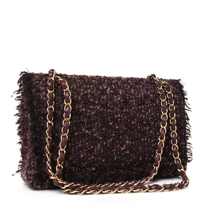 Chanel Tweed Quilted Medium Double Flap Purple 2 of 9
