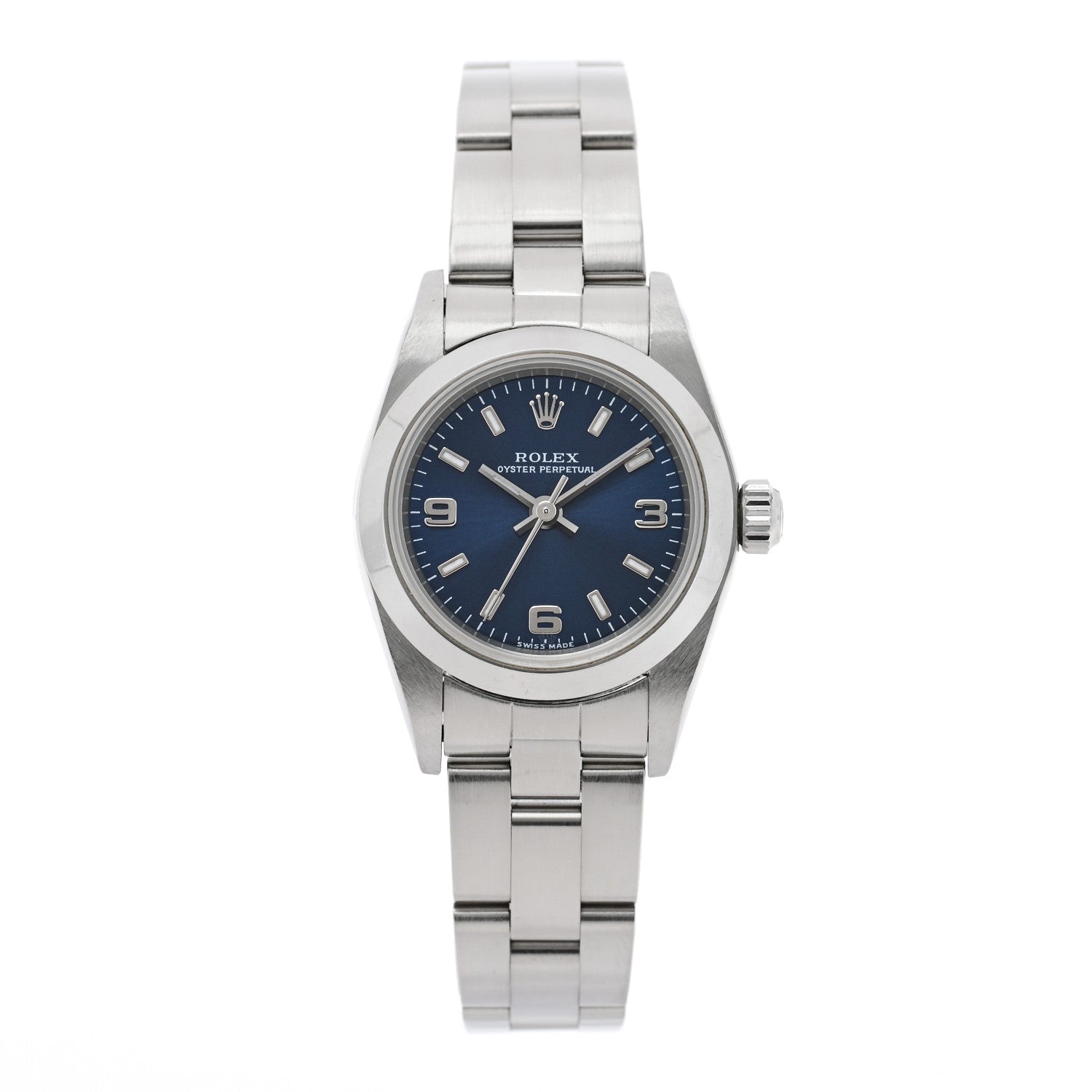 Rolex Stainless Steel 24mm Oyster Perpetual Watch Blue 76080 1 of 4