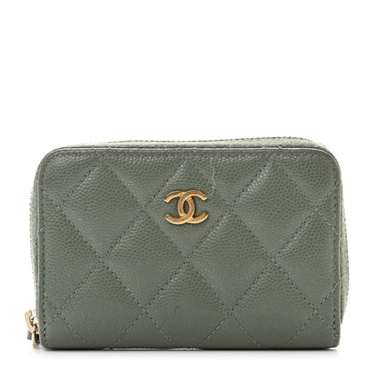 Chanel Iridescent Caviar Quilted Zip Coin Purse Green 1 of 9