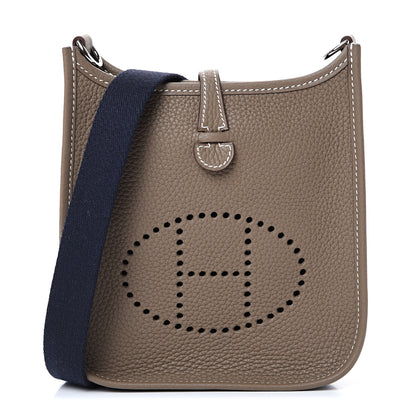 Hermes Taurillon Clemence Amazone Evelyne TPM Etoupe Bleu Indigo 1 of 10