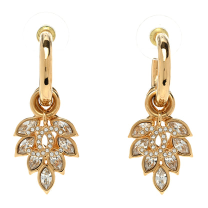 Chanel Metal Crystal Wheat CC Hoop Drop Earrings Gold 1 of 5