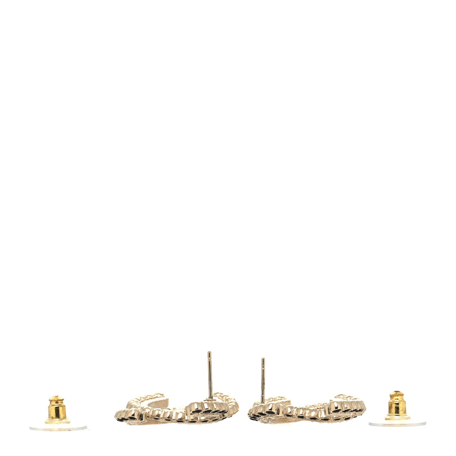 Chanel Crystal CC Earrings Black Gold 3 of 4