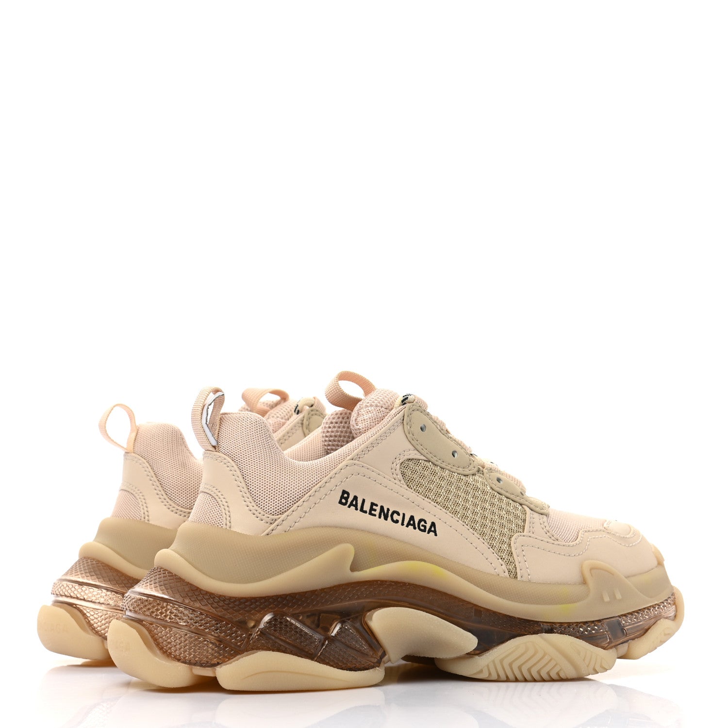 Balenciaga Fabric Mesh Clear Sole Womens Triple S Sneakers 37 Beige 4 of 8