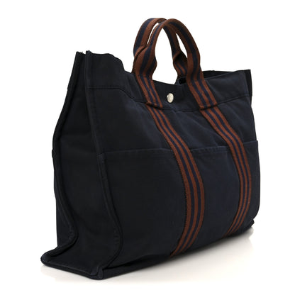 Hermes Canvas Herline Tote MM Navy 3 of 12