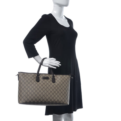 Gucci GG Supreme Monogram Medium Zippered Tote Dark Brown 3 of 8