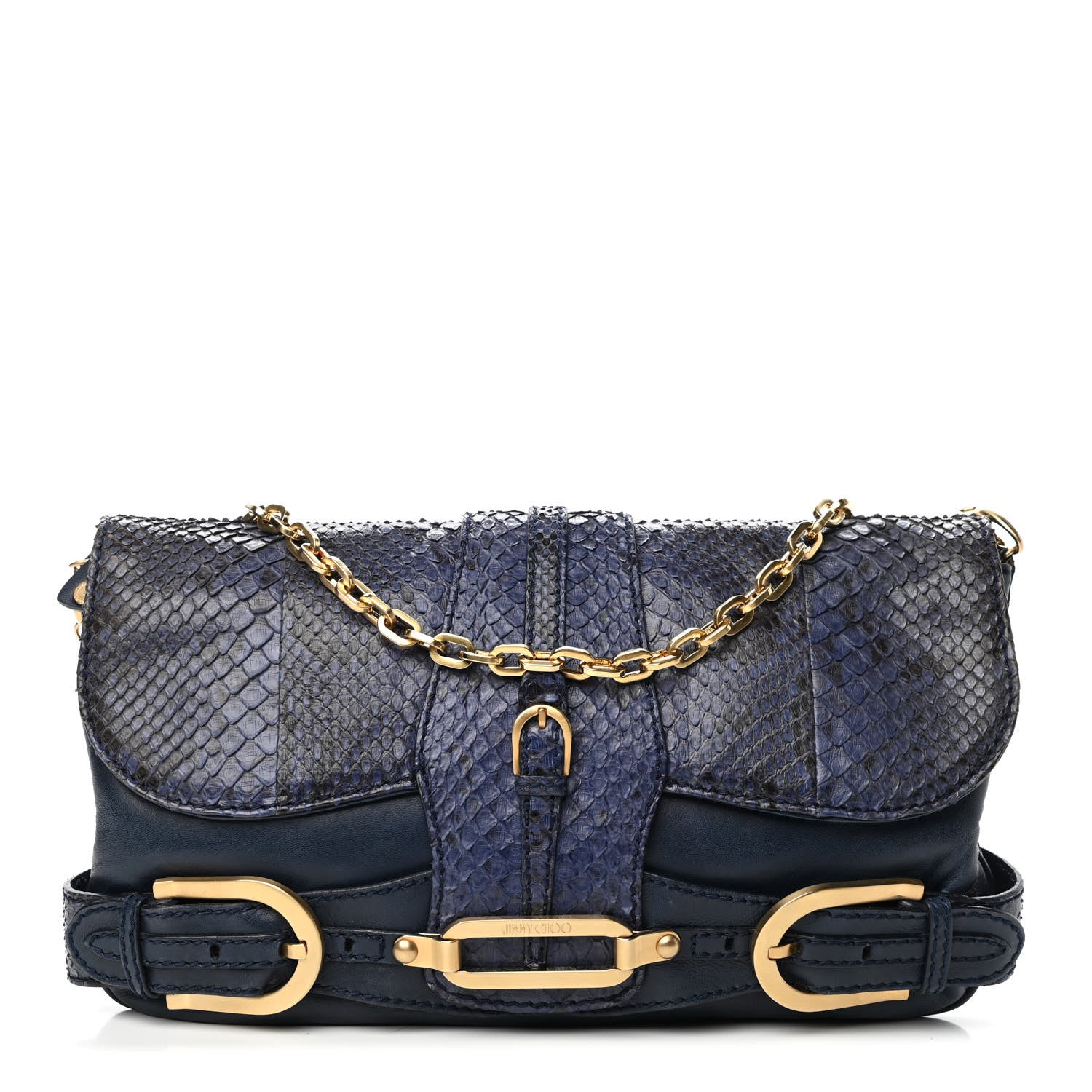 Jimmy Choo Snakeskin Troy Clutch Blue 1 of 5