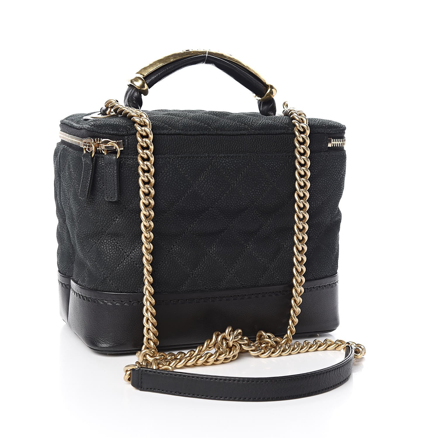 Chanel Iridescent Grained Calfskin Quilted Globe Trotter Vanity Case Black 3 of 12