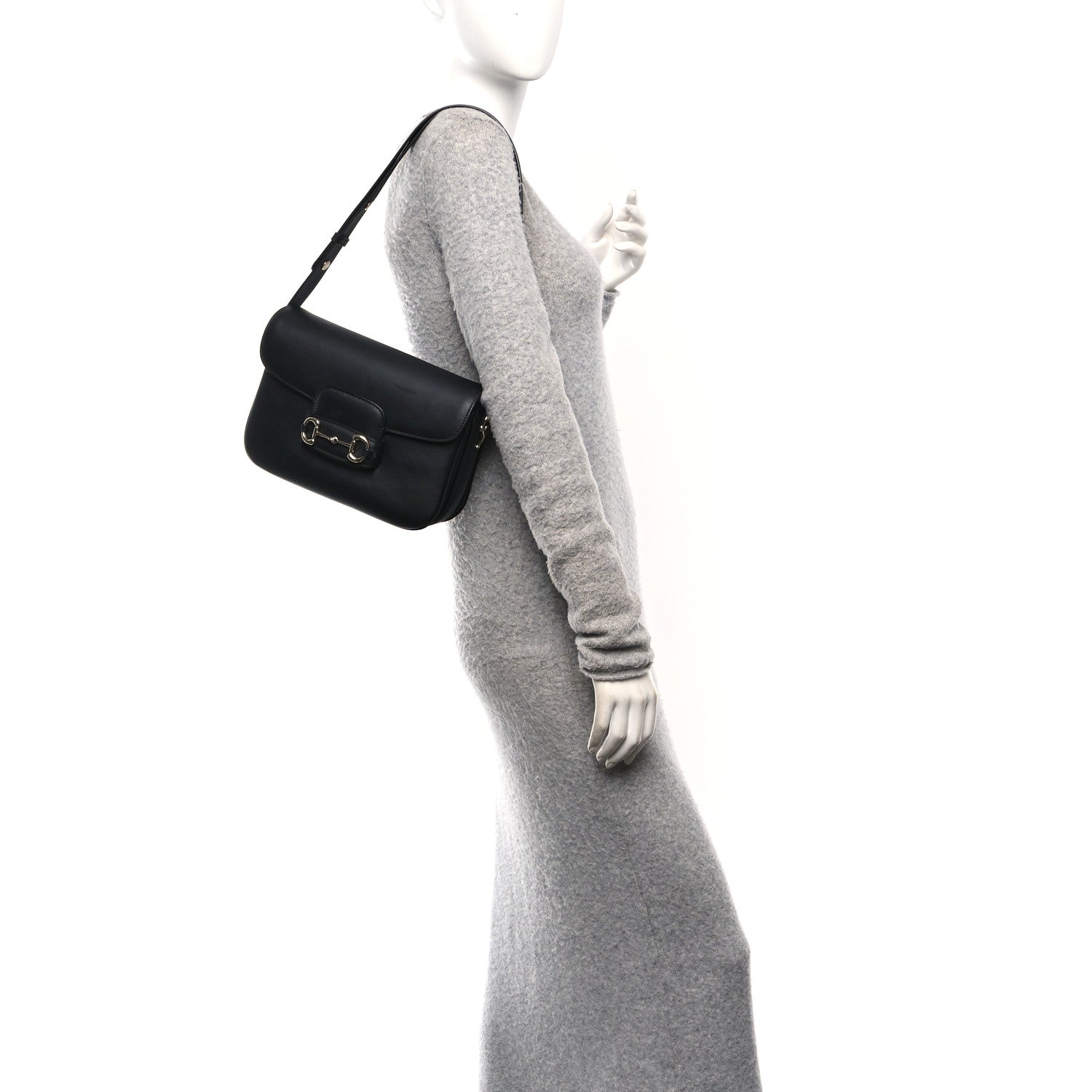 Gucci Arabella Calfskin Horsebit 1955 Soft Small Shoulder Bag Black 2 of 11