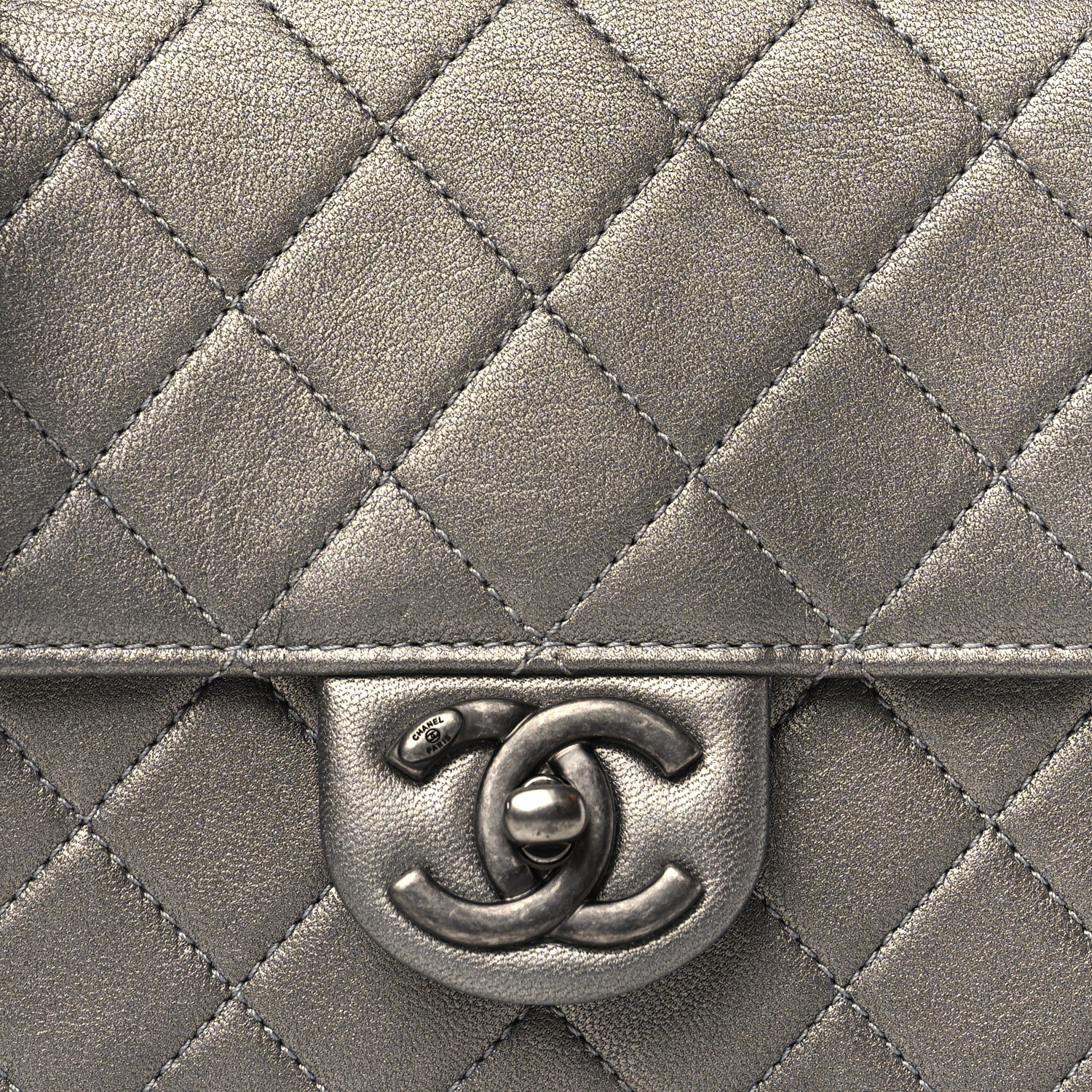Chanel Metallic Goatskin Quilted Small Chic Pearls Flap Silver 8 of 10