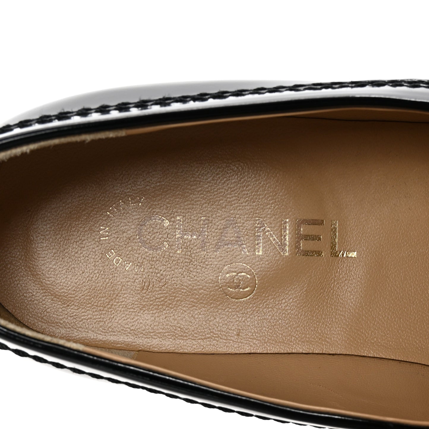 Shiny Calfskin Logo Loafers 40 Black