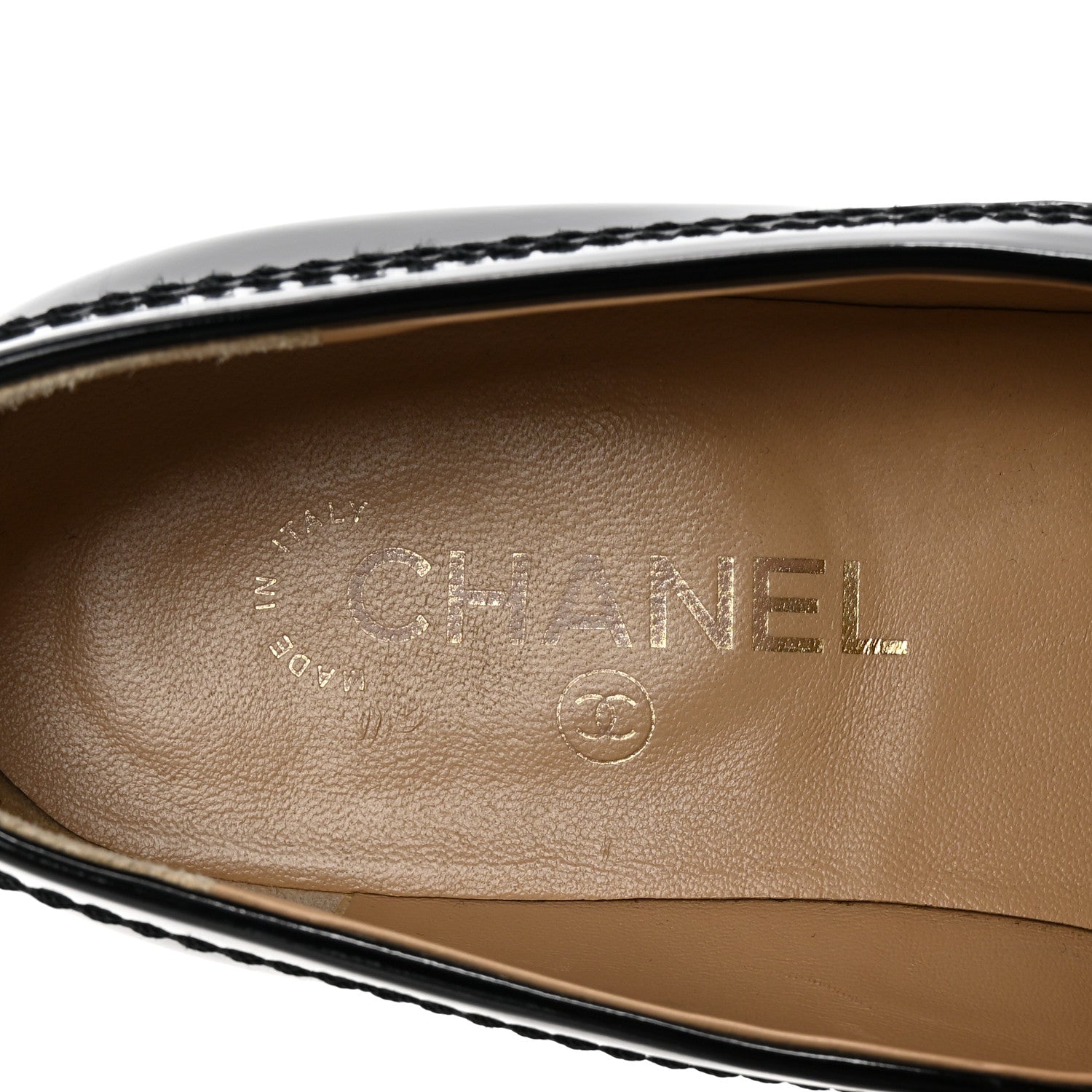 Chanel Shiny Calfskin Logo Loafers 40 Black 8 of 9