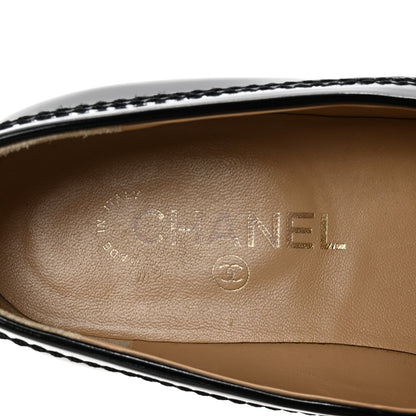 Chanel Shiny Calfskin Logo Loafers 40 Black 8 of 9