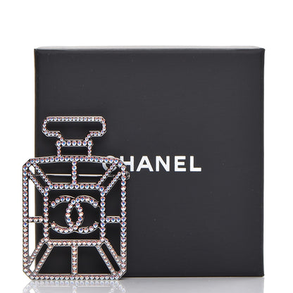 Chanel Ruthenium Crystal Perfume Bottle CC Brooch Iridescent Blue 6 of 6